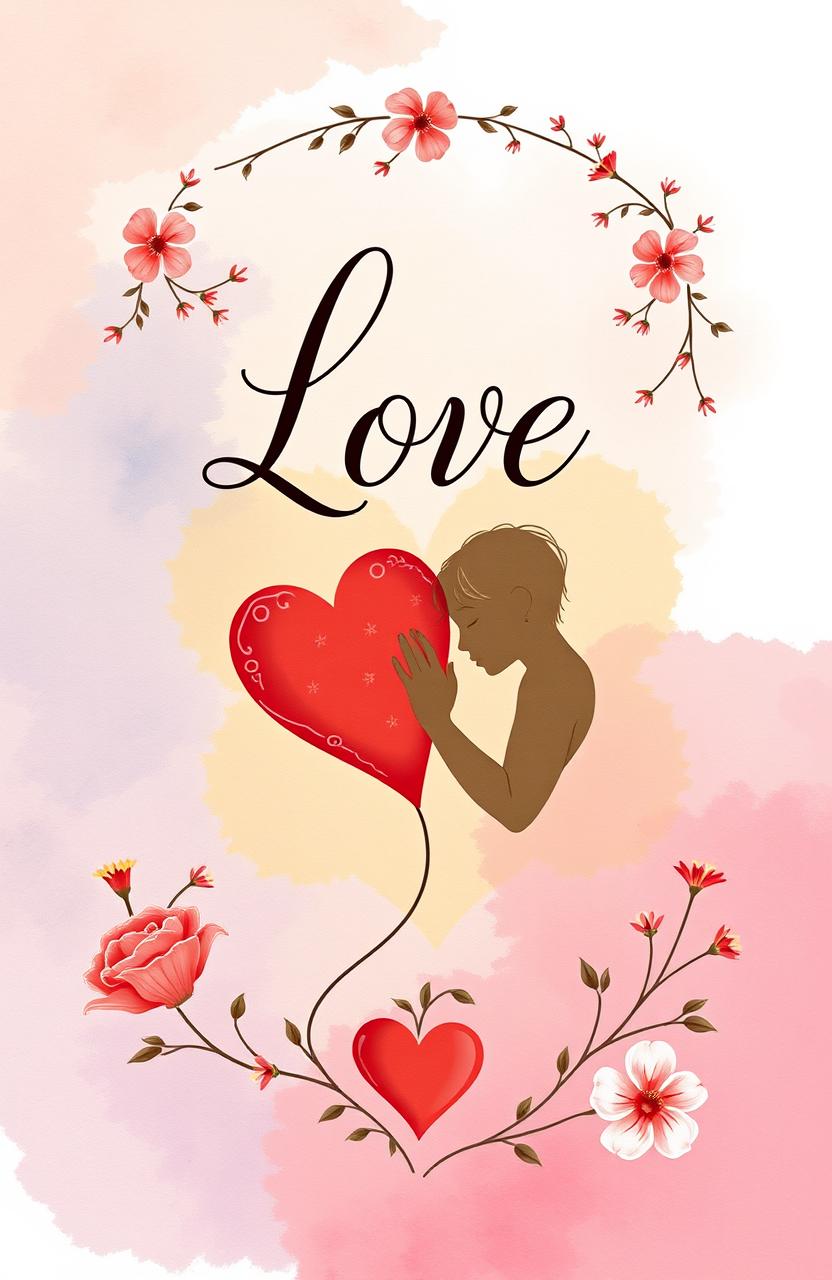 A book cover design featuring a poetic theme, with illustrations of intertwined hearts symbolizing love, alongside shadows representing unrequited and toxic loves