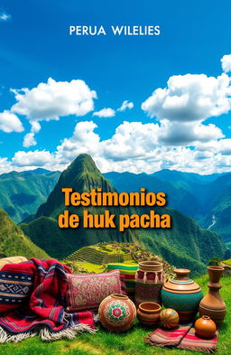 A captivating book cover design for a work titled 'Testimonios de huk pacha'