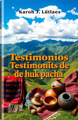 A captivating book cover design for a work titled 'Testimonios de huk pacha'