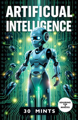 A book cover design featuring a vibrant and imaginative representation of artificial intelligence