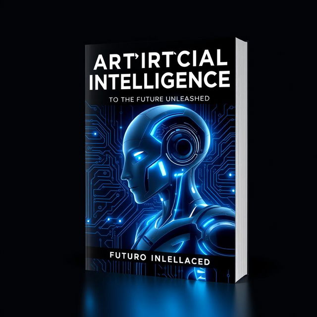 A captivating book cover for a title on artificial intelligence featuring a futuristic design