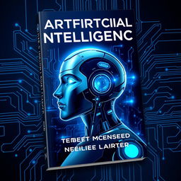 A captivating book cover for a title on artificial intelligence featuring a futuristic design