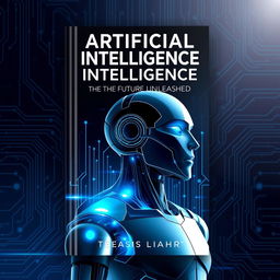 A captivating book cover for a title on artificial intelligence featuring a futuristic design