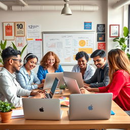 A visually engaging and informative scene showcasing the concept of online lead generation in direct selling marketing