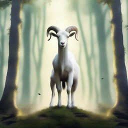 A high-quality digital art depicting a mythical creature, half-human, half-goat