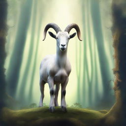 A high-quality digital art depicting a mythical creature, half-human, half-goat