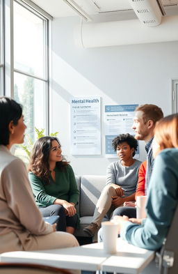 A modern office environment focused on mental health first aid in the workplace