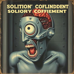 A vintage 1950s album cover depicting a solitary confinement cell within a prison environment
