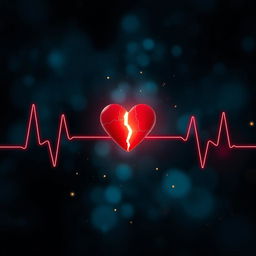 An artistic representation of a broken heartbeat, depicted through a visual metaphor