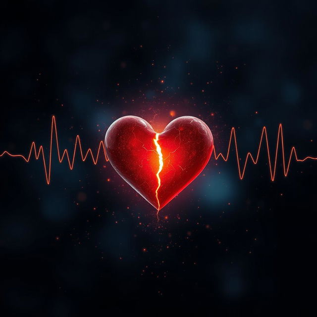 An artistic representation of a broken heartbeat, depicted through a visual metaphor