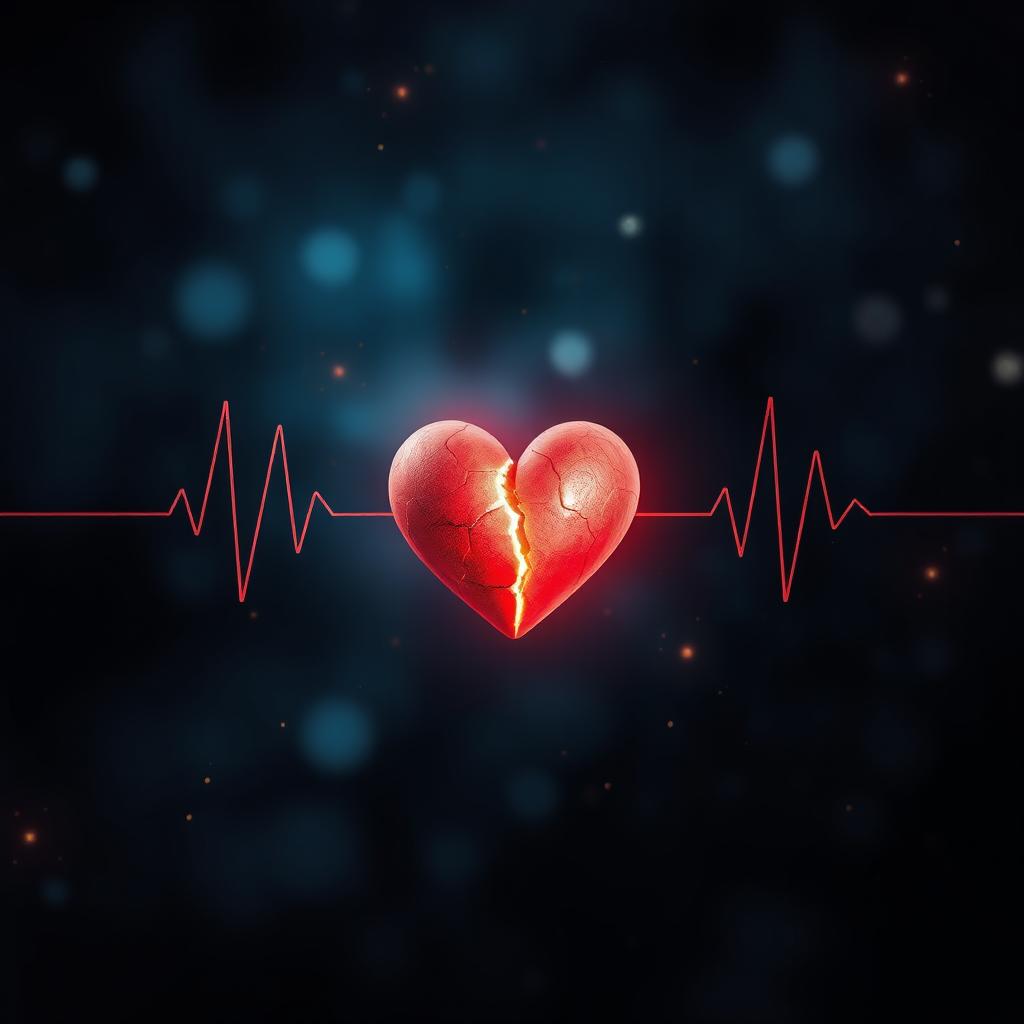 An artistic representation of a broken heartbeat, depicted through a visual metaphor