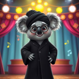 A playful interpretation of Buster Moon, the koala character from 'Sing', dressed in traditional Ayatollah attire