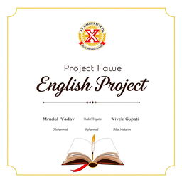 A project file cover page for an English class project at St
