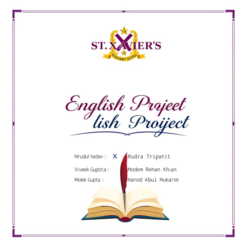 A project file cover page for an English class project at St