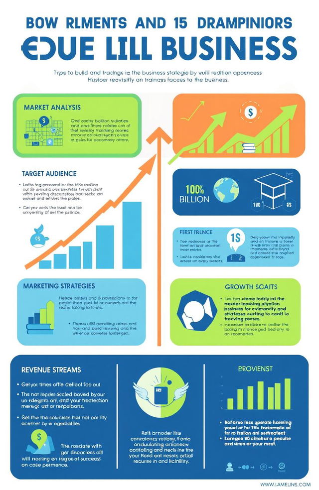 A visually compelling infographic outlining strategies to build an education and training business aimed at achieving one billion revenue