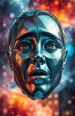 A visually striking interpretation of the phrase "on the face of it" presented as a surrealistic artwork