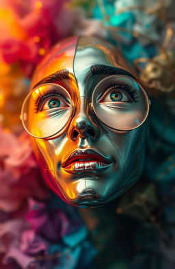 A visually striking interpretation of the phrase "on the face of it" presented as a surrealistic artwork
