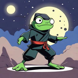 An image of a 2D cartoon-style frog in ninja attire