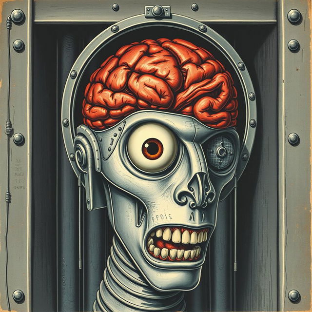 A 1950s album cover illustration featuring a solitary confinement cell within a prison