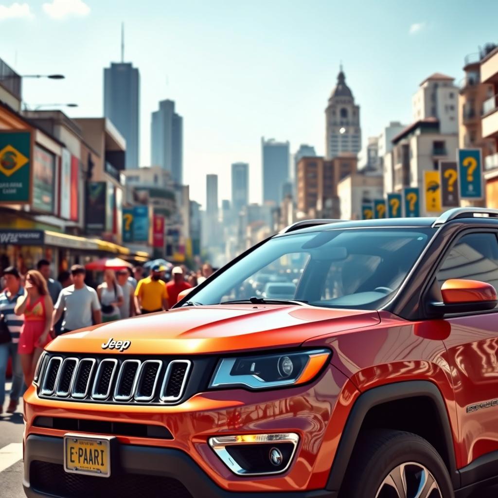 A lifelike representation of a Jeep Compass parked on the bustling streets of São Paulo, Brazil