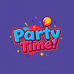 A vibrant and modern party logo design featuring bold colors such as red, blue, and yellow, with playful, geometric shapes that suggest movement and excitement