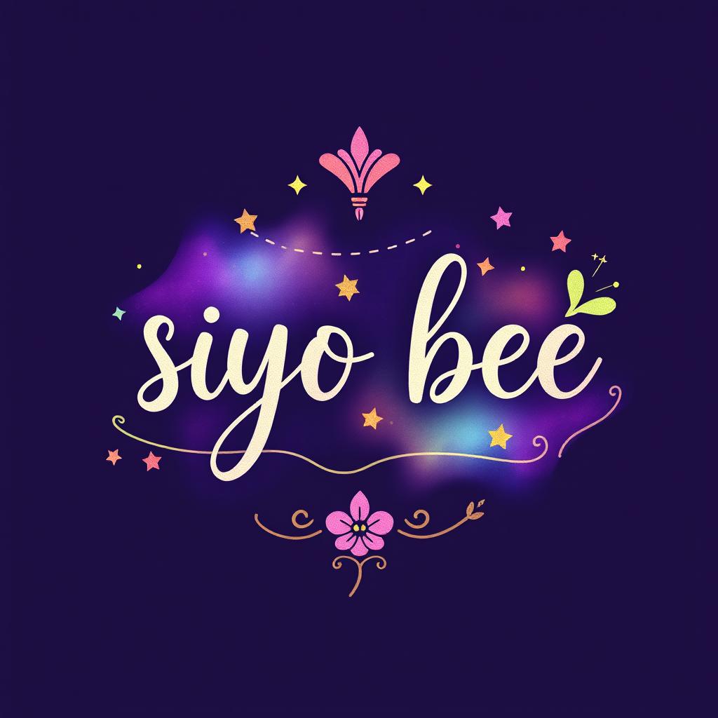 A beautiful logo featuring the handwritten text 'siyo bee' in a whimsical style, capturing the essence of a fantasy world