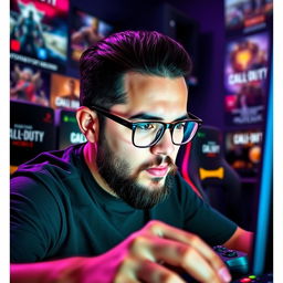 A Venezuelan Call of Duty Mobile player with straight hair, a thick beard, and fair skin