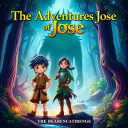 A captivating book cover for 'The Adventures of Jose,' featuring a young boy named Jose and his brave friend embarking on a quest to save their kidnapped companion from the queen of the Aswangs