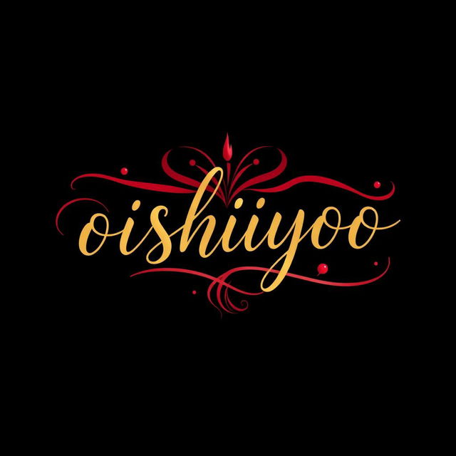 A beautiful logo featuring the handwritten text 'oishiyoo' in an elegant and flowing script, embodying the essence of a sexy and alluring world