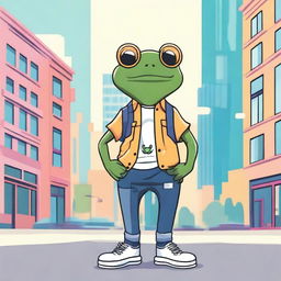 An image in the style of Noair, showcasing a frog in fashionable attire