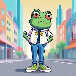 An image in the style of Noair, showcasing a frog in fashionable attire