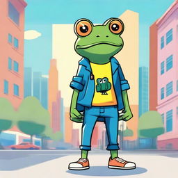 An image in the style of Noair, showcasing a frog in fashionable attire