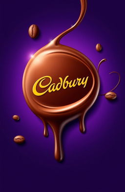 A visually appealing design concept for Cadbury chocolate, showcasing a glossy chocolate surface with rich, deep brown hues