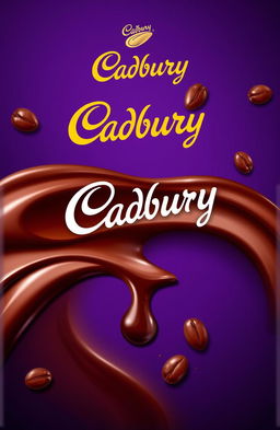 A visually appealing design concept for Cadbury chocolate, showcasing a glossy chocolate surface with rich, deep brown hues