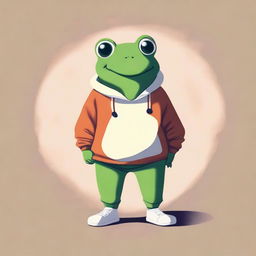 A high-quality digital art piece showcasing a frog in a sweatshirt