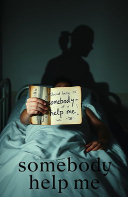 A book cover featuring a patient lying on a hospital bed at night in a dimly lit room