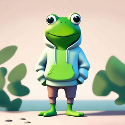 A high-quality digital art piece showcasing a frog in a sweatshirt