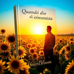 A captivating book cover that depicts the silhouette of a man standing in a vibrant sunflower field