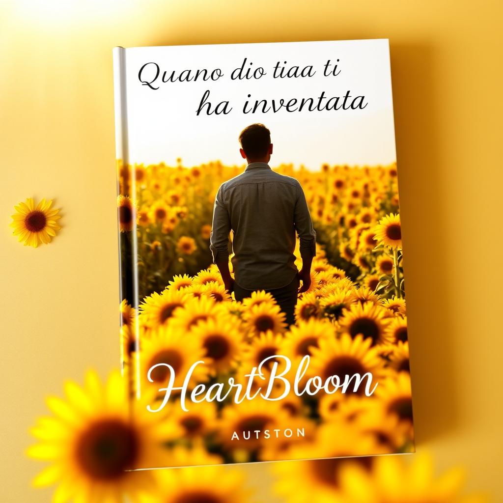 A captivating book cover that depicts the silhouette of a man standing in a vibrant sunflower field