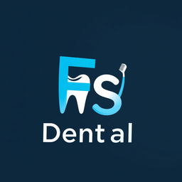 A modern and professional dental logo featuring the letters 'FS' creatively designed to incorporate dental elements such as a tooth, toothbrush, or dental tools