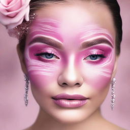 A high-resolution digital art image that depicts an exquisite pink makeup look perfect for prom