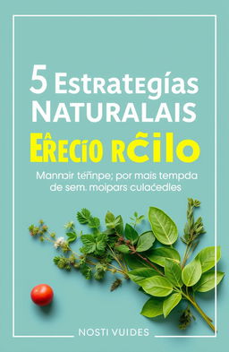 A modern ebook cover design titled '5 Estratégias Naturais para Manter a Ereção Rígida por Mais Tempo Sem o Uso de Medicamentos'