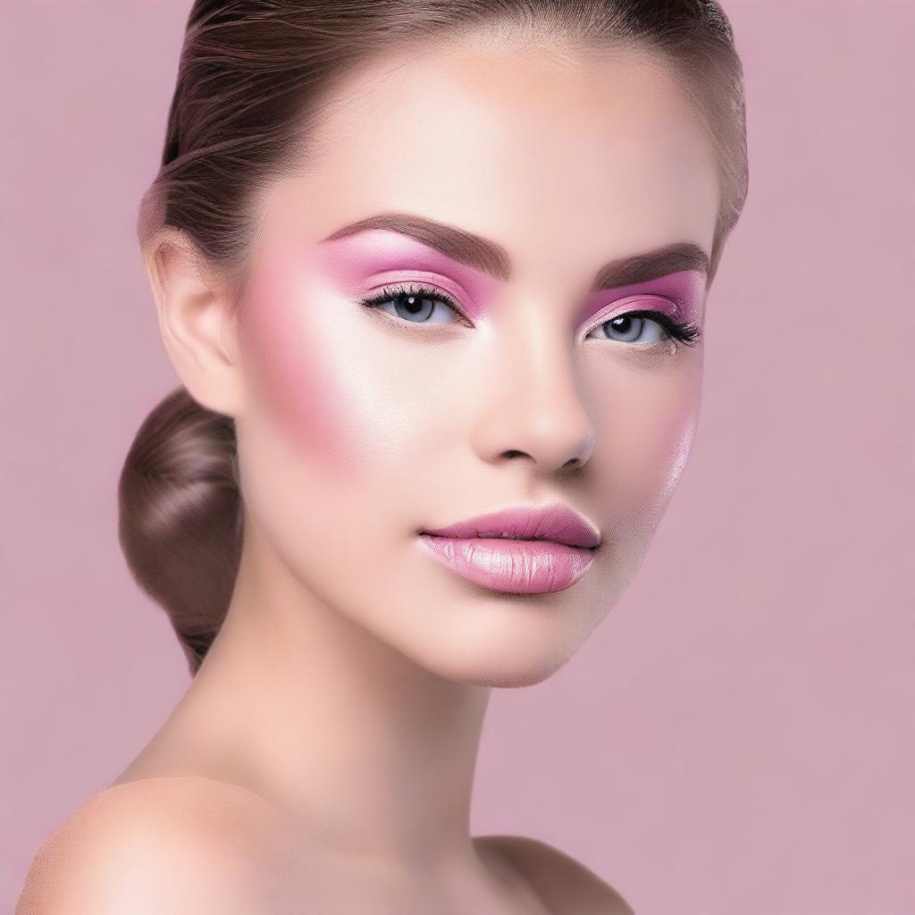 A high-quality digital art image capturing a natural pink makeup look ideal for prom