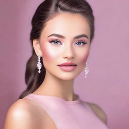 A high-quality digital art image capturing a natural pink makeup look ideal for prom