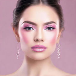 A high-quality digital art image capturing a natural pink makeup look ideal for prom