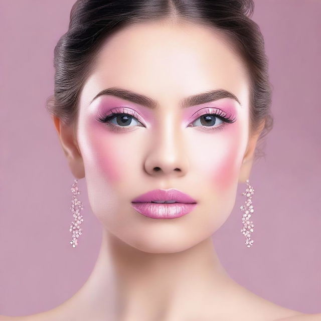 A high-quality digital art image capturing a natural pink makeup look ideal for prom