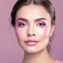 A high-quality digital art image capturing a natural pink makeup look ideal for prom