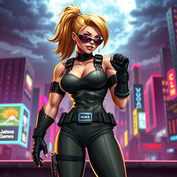 A female character inspired by Duke Nukem from the classic video game series