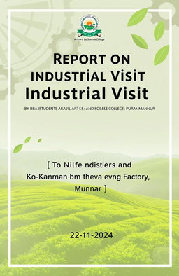 Cover page design for a report, featuring the title: "Report on Industrial Visit by BBA Students of Majlis Arts and Science College, Purammannur"