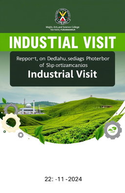 Cover page design for a report, featuring the title: "Report on Industrial Visit by BBA Students of Majlis Arts and Science College, Purammannur"
